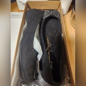 Jessica Simpson Merrie 7.5 Black Microsuede Slip Ons